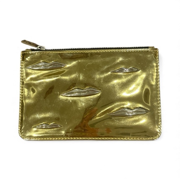 NARS Handbags - NARS Gold Metallic Lip-Embossed Clutch